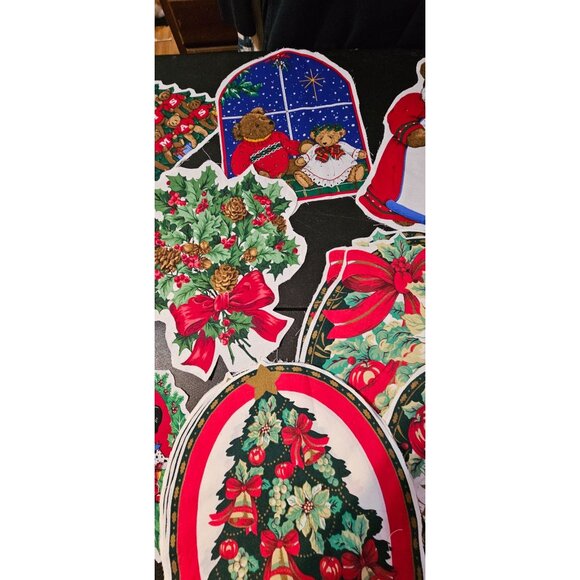 Christmas Fabric Cut Outs 20 +  Santa, Christmas Tree, Ornament Print Fabric - Picture 3 of 12